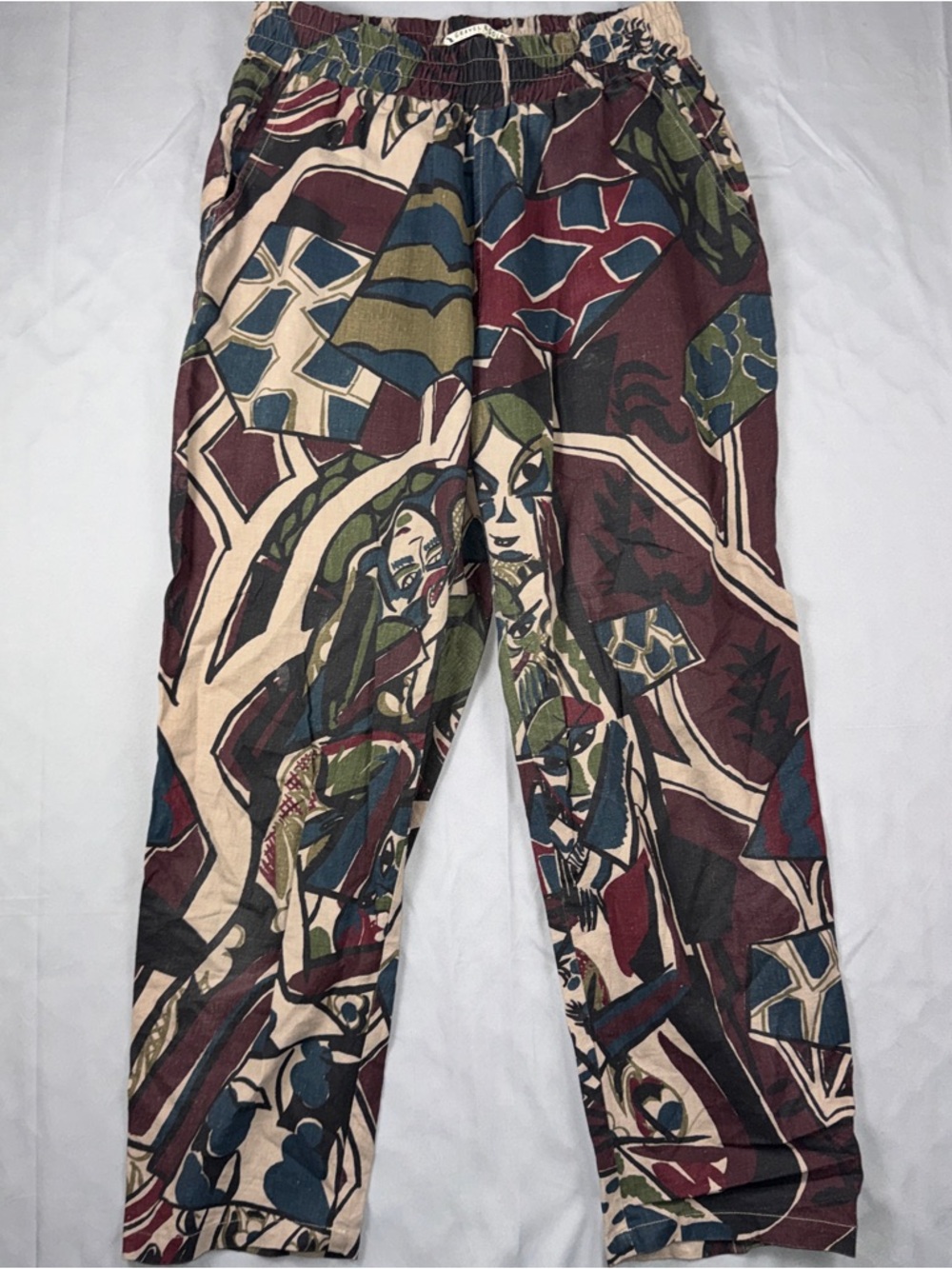 Gravel & Gold Pants Womens 3 Multicolor Art Hemp Cotton Elastic Waist Jogger